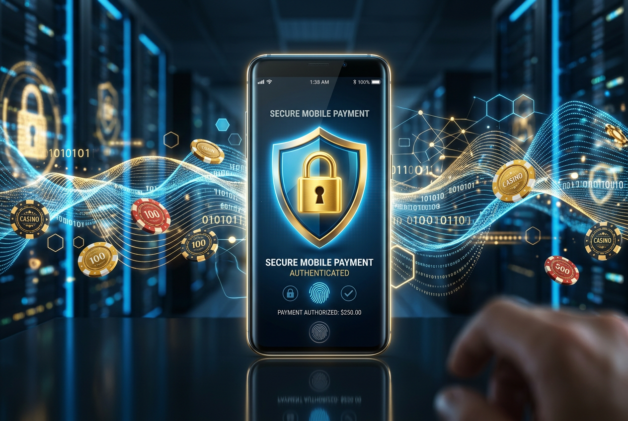 Bezpieczeństwo płatności mobilnych w kasynach online, ikony zabezpieczeń i telefon